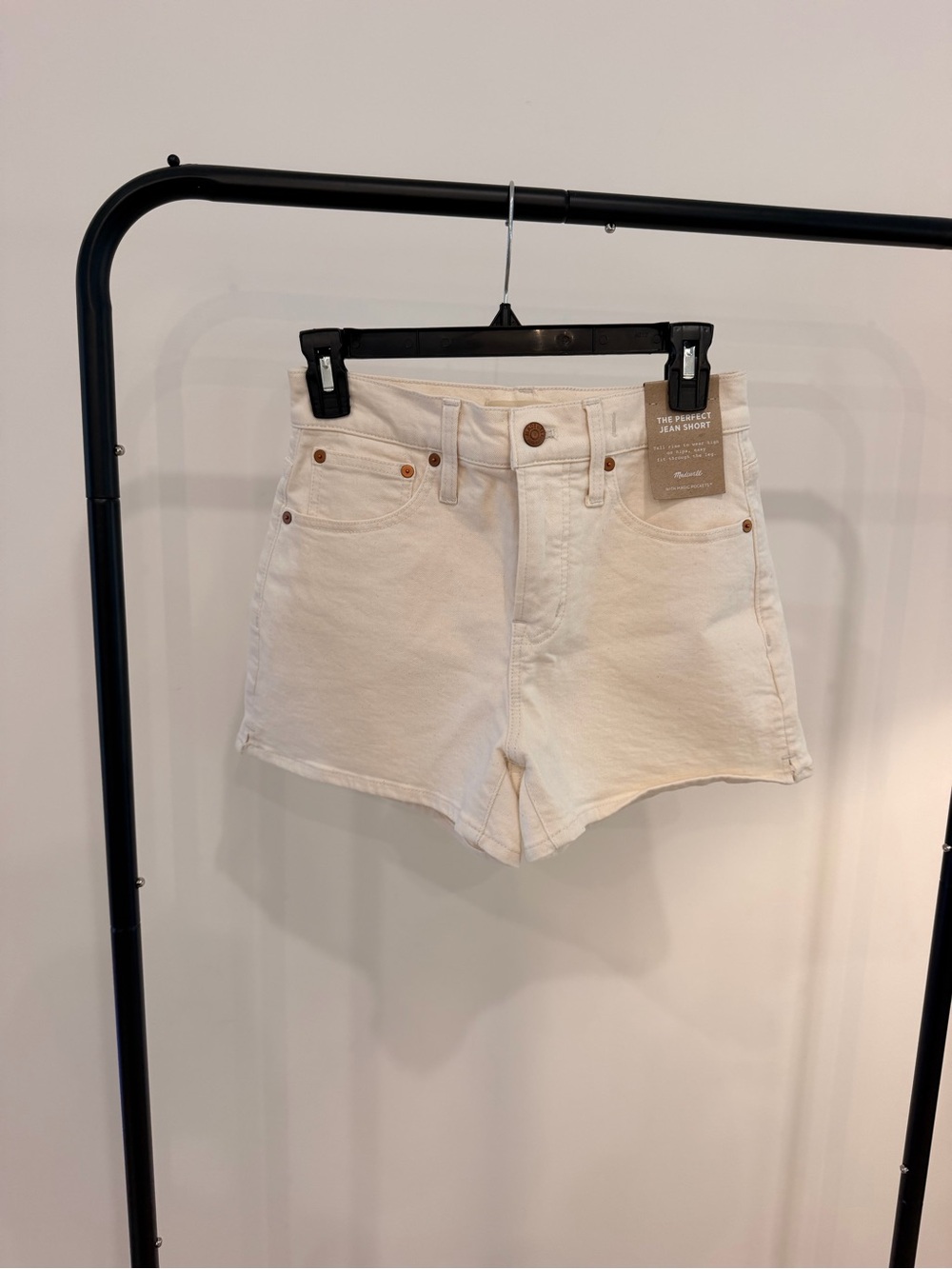 Madewell Cream High-Rise Denim Shorts